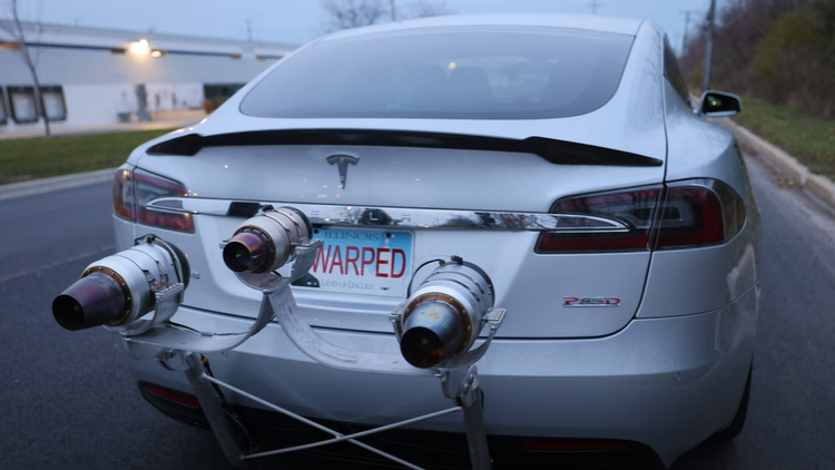 Man Creates World’s First Jet-Propelled Tesla Model S