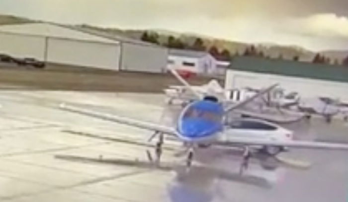 Watch A Tesla Model Y Crash Into A $3.5M Private Jet, Possibly In Summon Mode